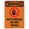 Signmission OSHA WARNING Sign, Hot Surface Do Not Touch, 10in X 7in Rigid Plastic, 7" W, 10" H, Portrait OS-WS-P-710-V-13248 - alternate 1